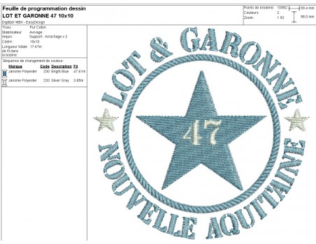 machine embroidery design department 47 of Lot & Garonne