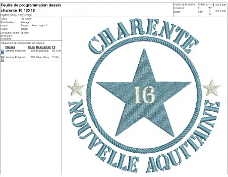 machine embroidery design department 16 of Charente