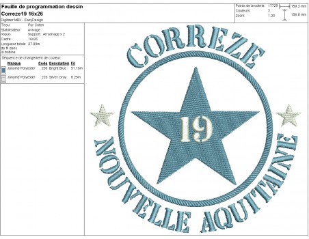 machine embroidery design department 19 of Corrèze