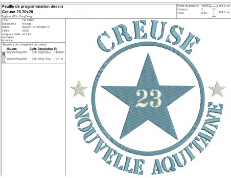 machine embroidery design department 23 of Creuse