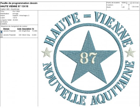 machine embroidery design department 87 of Haute - Vienne