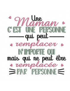 Motif de broderie machine  texte maman