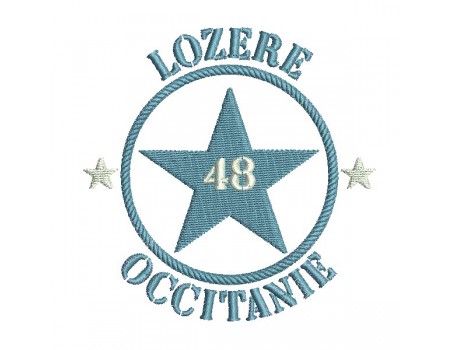 Motif de broderie  machine  étoile département 48 Lozère