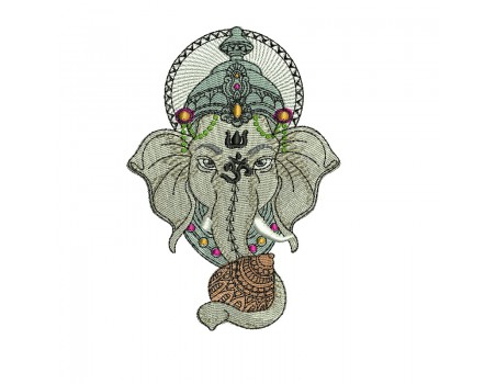 Motif de broderie machine  Eléphant Ganesh