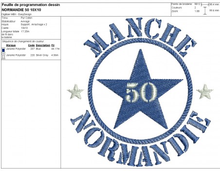 machine embroidery design Manche department 50  of normandy