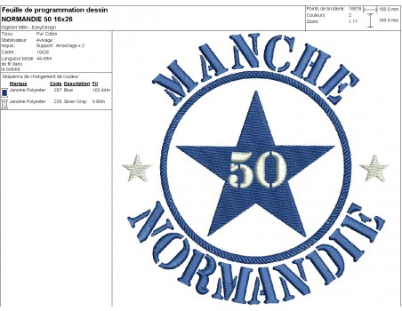 machine embroidery design Manche department 50  of normandy