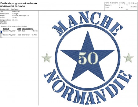 machine embroidery design Manche department 50  of normandy