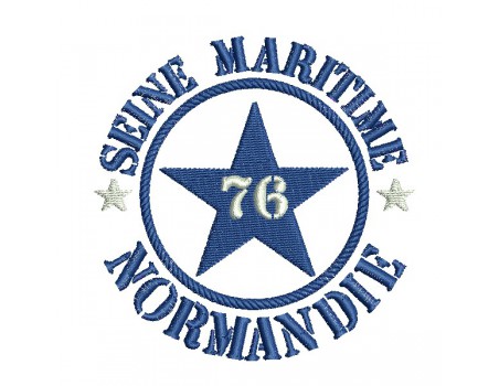 Motif de broderie  machine  étoile Seine Maritime département 76 Normandie