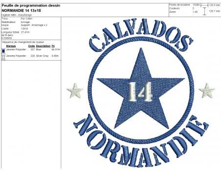 machine embroidery design Calvados department  14  of normandy