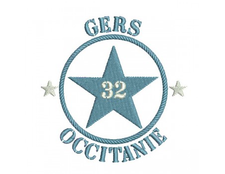 Motif de broderie  machine  étoile département 32 le Gers