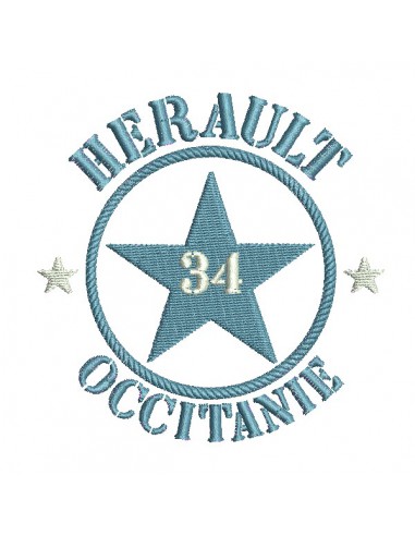 Motif de broderie  machine  étoile département 34 l' Hérault