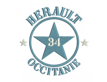 Motif de broderie  machine  étoile département 34 l' Hérault