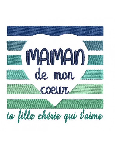 Motif de broderie machine  coeur maman de mon coeur