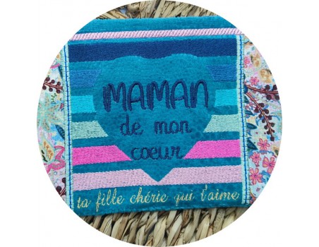 Motif de broderie machine  coeur maman de mon coeur