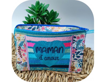 machine embroidery design ith pencil case love mom