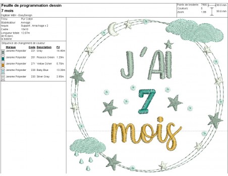 Motif de broderie machine motifs  décorés naissance de 7 mois à 1 an