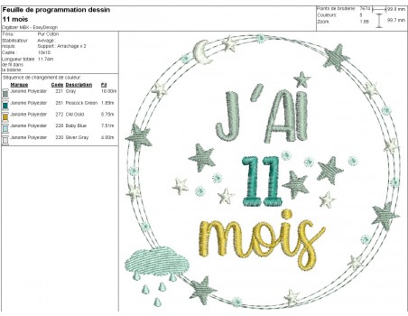 Motif de broderie machine  motifs décorés naissance de 7 mois à 1 an