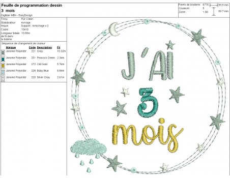 Motif de broderie machine motifs décorés naissance 0 à 6 mois