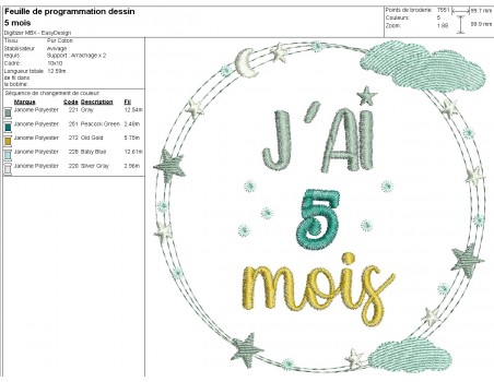 Motif de broderie machine  motifs décorés naissance 0 à 6 mois