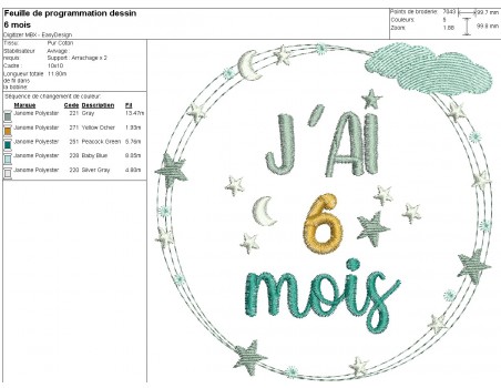 Motif de broderie machine  motifs décorés naissance 0 à 6 mois