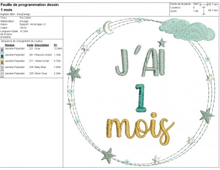 machine embroidery design  15 decorated frames from birth to 1 year old