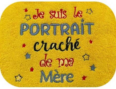 Motif de broderie machine portrait craché mère version fils