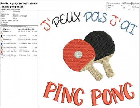 machine  embroidery design  i can not ping pong