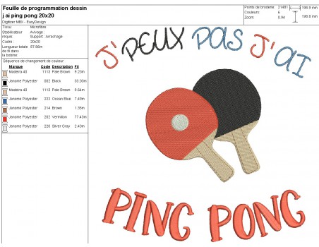 machine  embroidery design  i can not ping pong