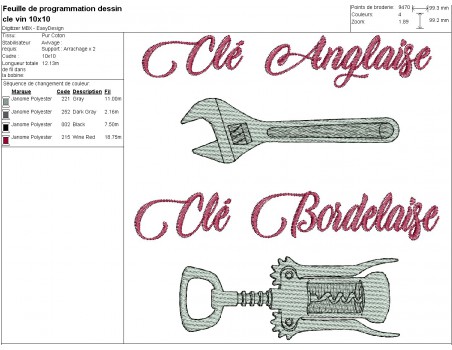 machine embroidery design cork-screw