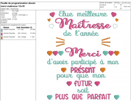 machine embroidery  design text  teacher customizable