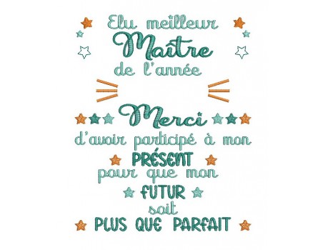 Motif de broderie machine texte maître personnalisable