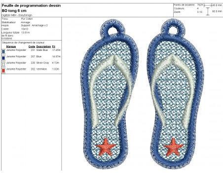machine embroidery design FSL flip flops