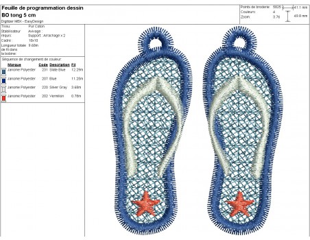 machine embroidery design FSL flip flops