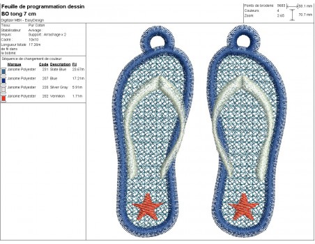 machine embroidery design FSL flip flops