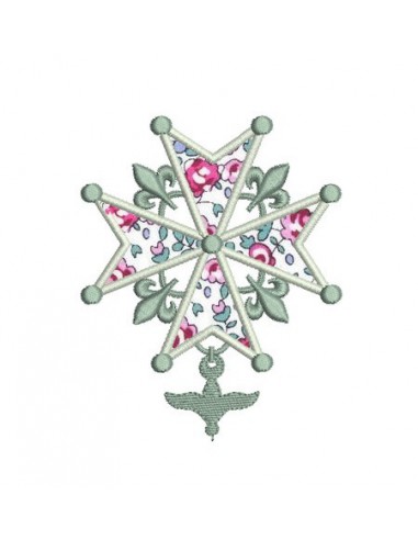 Motif de broderie  appliqué croix huguenote