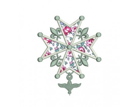 Motif de broderie  appliqué croix huguenote