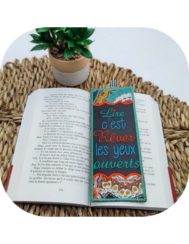 machine  embroidery design ITH bookmark book text dream