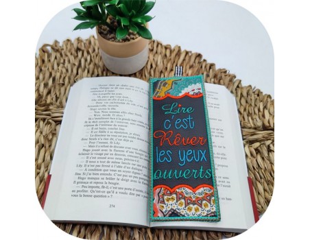 machine  embroidery design ITH bookmark book text dream