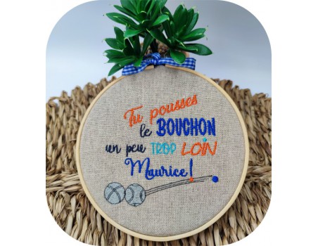 machine embroidery design text Maurice petanque ball