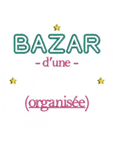 Motif de broderie machine texte bazar personnalisable