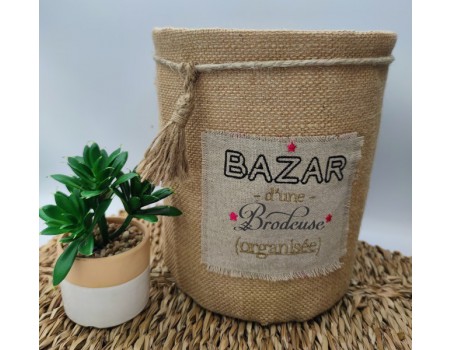 Motif de broderie machine texte bazar personnalisable