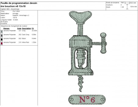 machine embroidery design corkscrew n°6