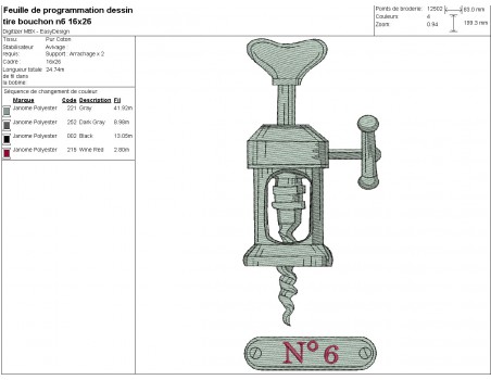 machine embroidery design corkscrew n°6