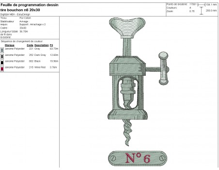 machine embroidery design corkscrew n°6