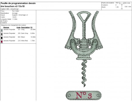 machine embroidery design corkscrew n°3