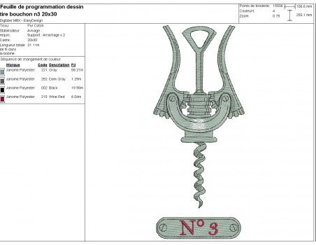 machine embroidery design corkscrew n°3