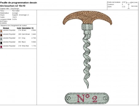 machine embroidery design corkscrew n°2