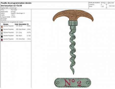 machine embroidery design corkscrew n°2