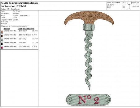 machine embroidery design corkscrew n°2