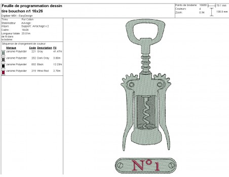 machine embroidery design corkscrew n°1